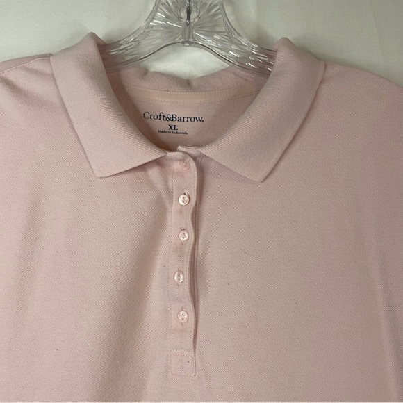 CROFT & BARROW® Essential Classic Short Sleeve Polo Shirt Light Pink Size XL - Picture 3 of 12
